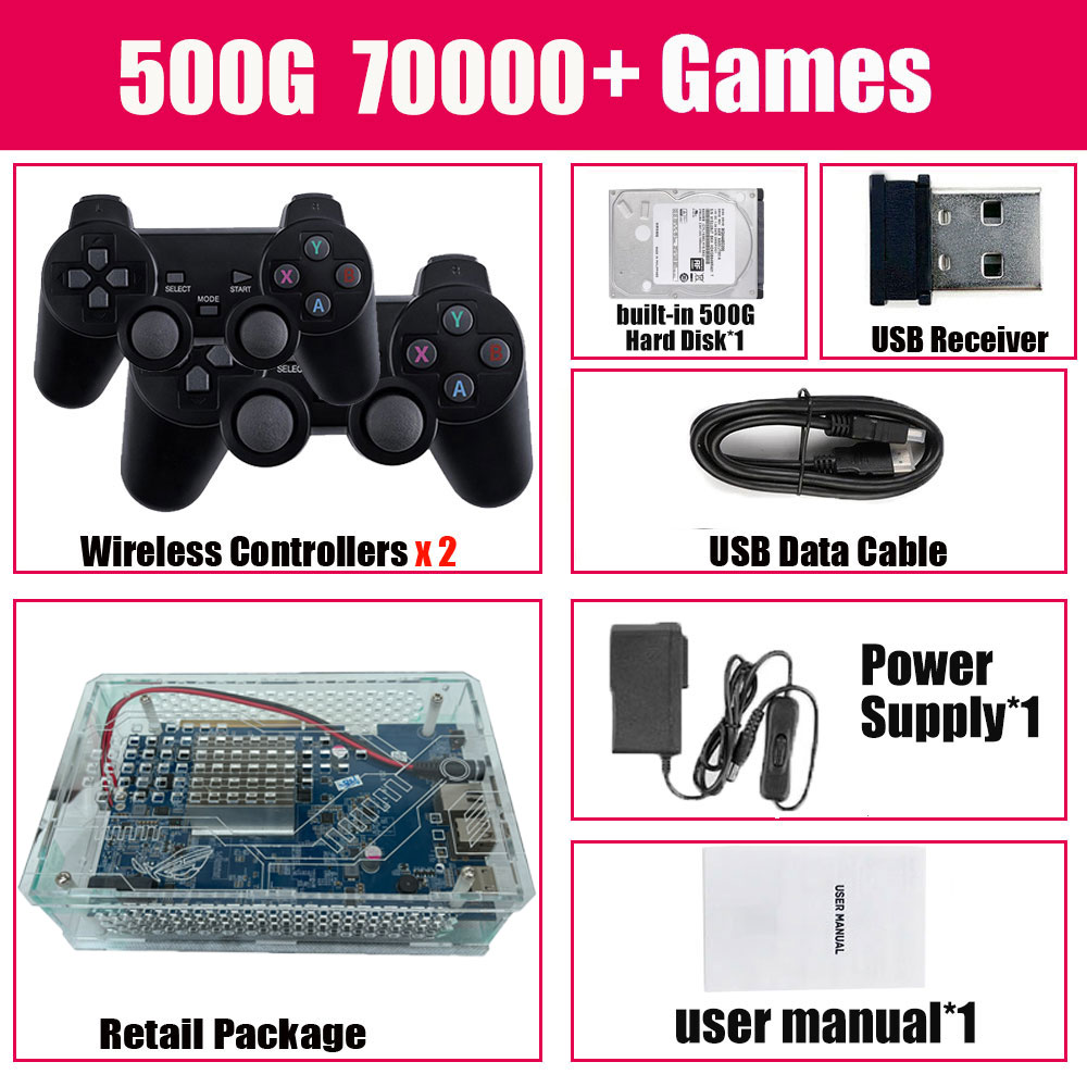 New Super Console U9 Play on TV Game Box 500G HDD 70000+Game For WII PS2 SS DC PSP PS1 PC Retro game HDMI Batocera system. 