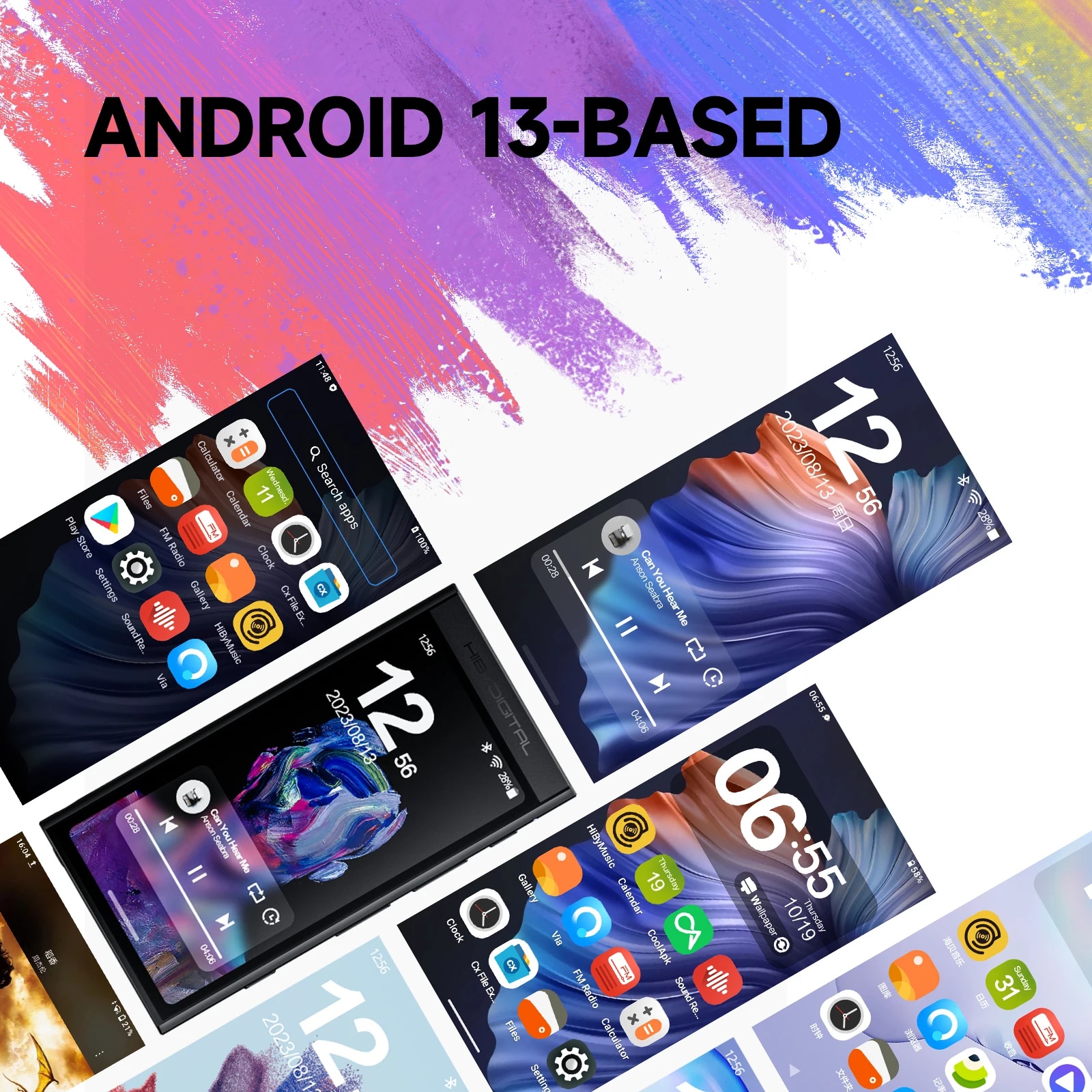 HiBy Digital M300 Android 13 Music Player MP3 HiFi Audio Bluetooth WiFi USB DAC DSD FM Radio Dual Mic Built-in Speaker IPS 29hr. 