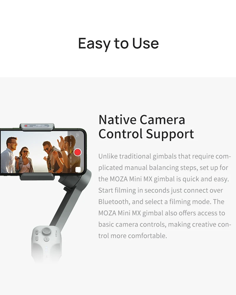 MOZA Mini MX 3 Axis Foldable Handheld Gimbal Stabilizer for Action Camera and Phone(Grey). 