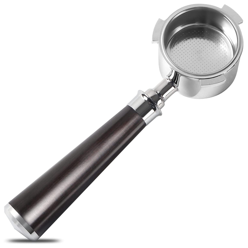 51mm Portafilter 3 Ears, Stainless Steel, with Wood Handle and Filter
