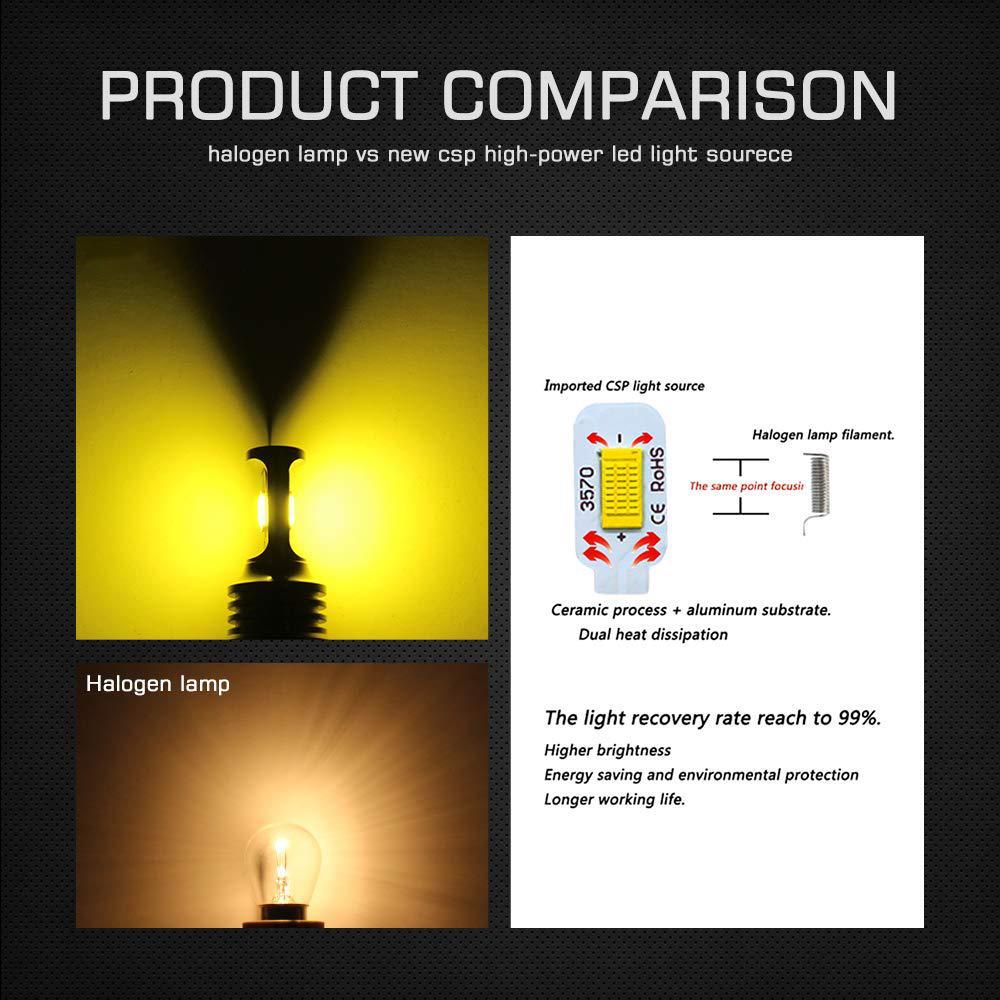 2pcs High Power H3 LED Fog Light 3570 Chips LED Fog Blubs 72W 3200LM 3000K Golden. 