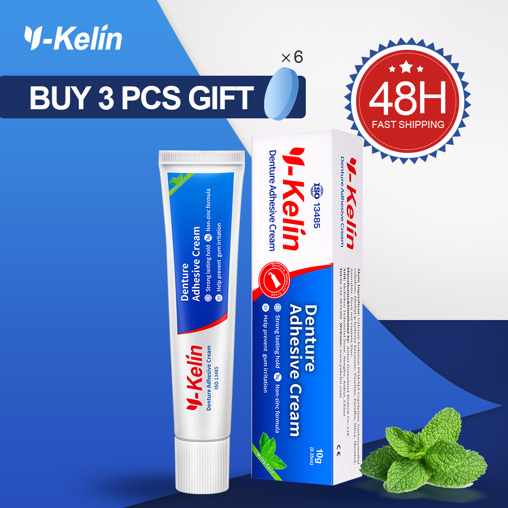 Y-Kelin Denture Adhesive Cream 40g Strong Hold Glue For Cull Partial False Teeth Bonding Prosthesis Fixing BruberryBeE. 