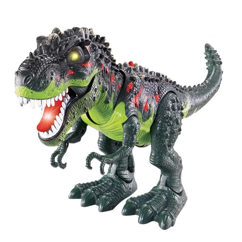 [Funny] Jurassic world Electric Dinosaur flash and sound T-rex Talking Toy Walk Talk Interactive Toy moving dinosaur model doll LaoXzhongX. 