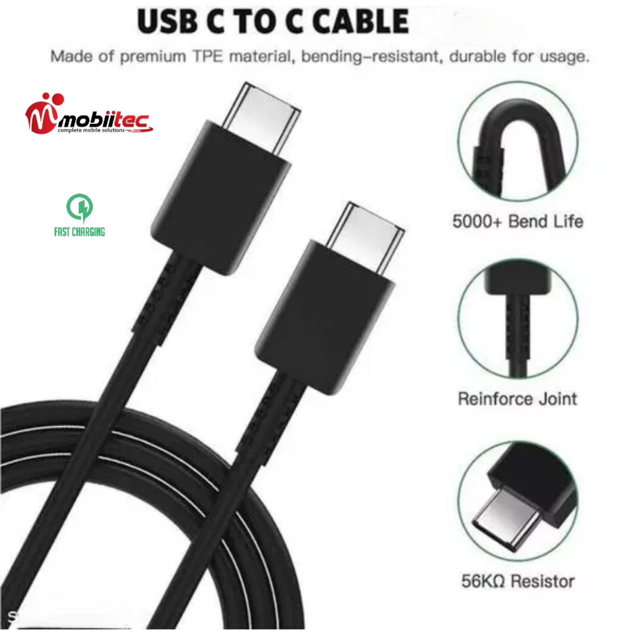 SAMSUNG Fast Charging USB Type-C to Type-C Cable (5A). 