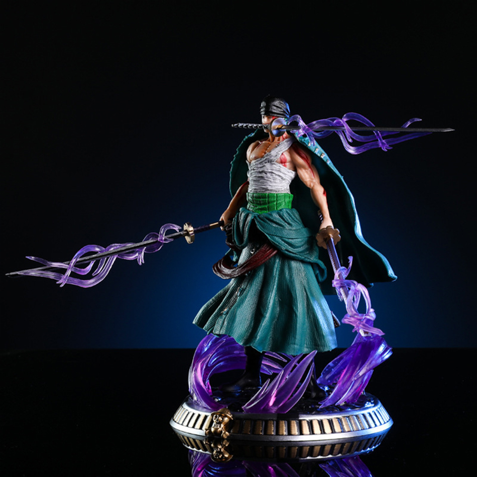 21cm One Piece Figure Small Blood Bath Sauron One Piece Gk Three-Knife Flow Stunt Version Scene Statue Boxed Anime. 
