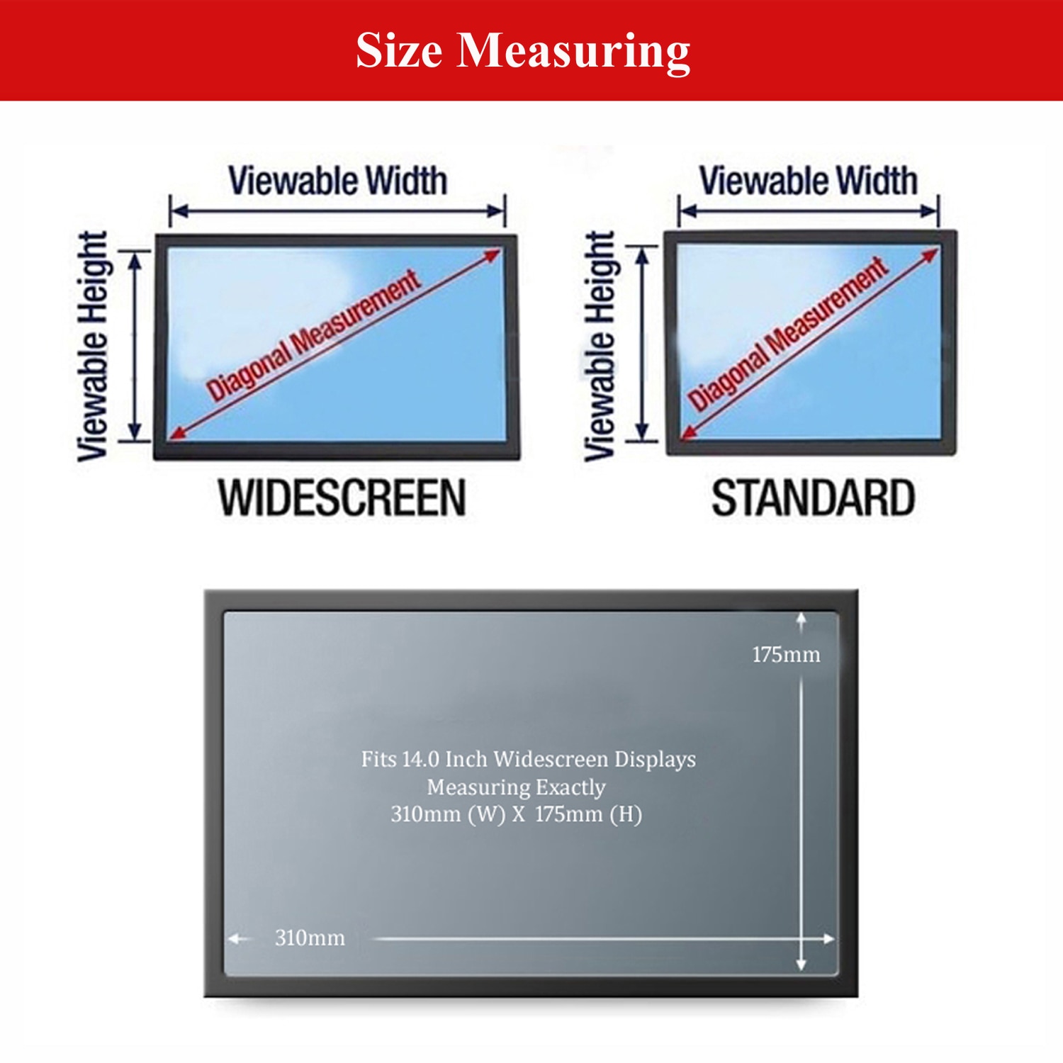 【VisioN Shop】14 inch Anti-Glare Laptop Privacy Filter Screen Protector Film for Computer Monitor Widescreen 16:9 Aspect Ratio. 
