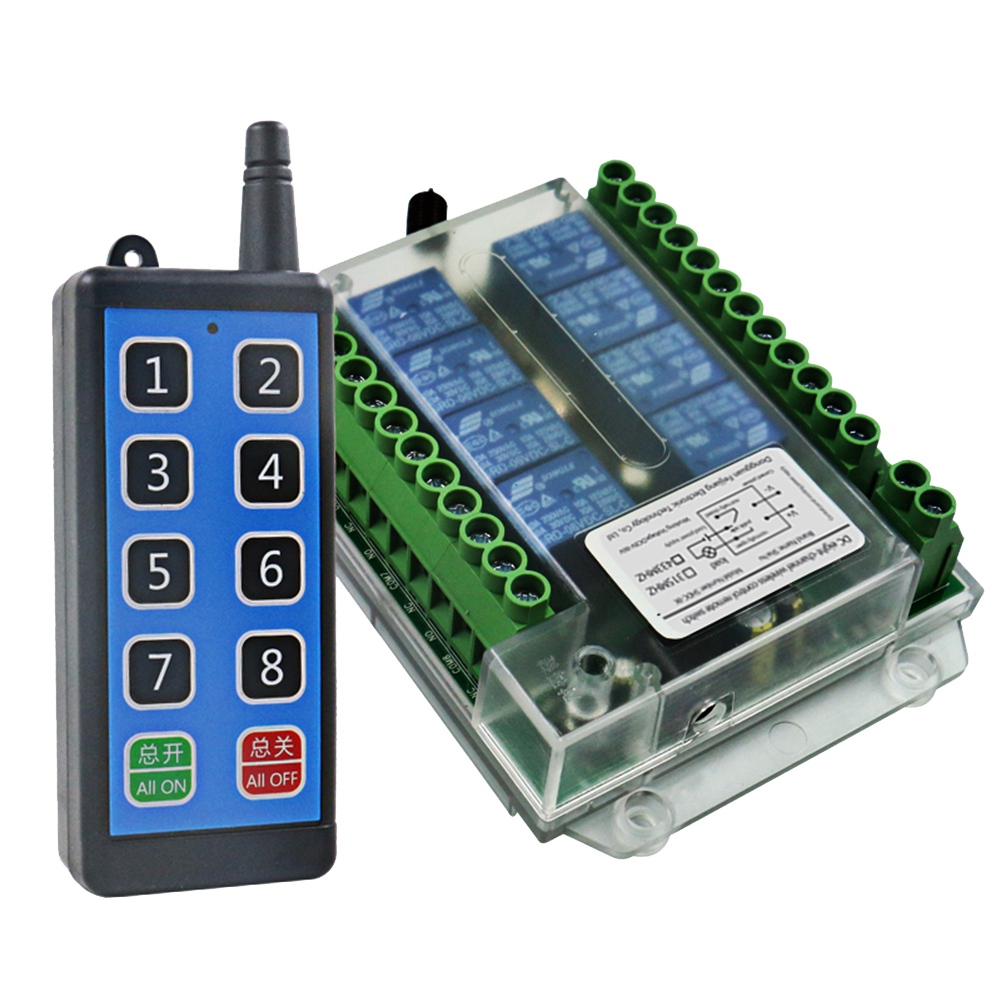 8 Channel DC 9-72V Remote Control Wireless Switch Remote Motor Control Switch (1 Set). 