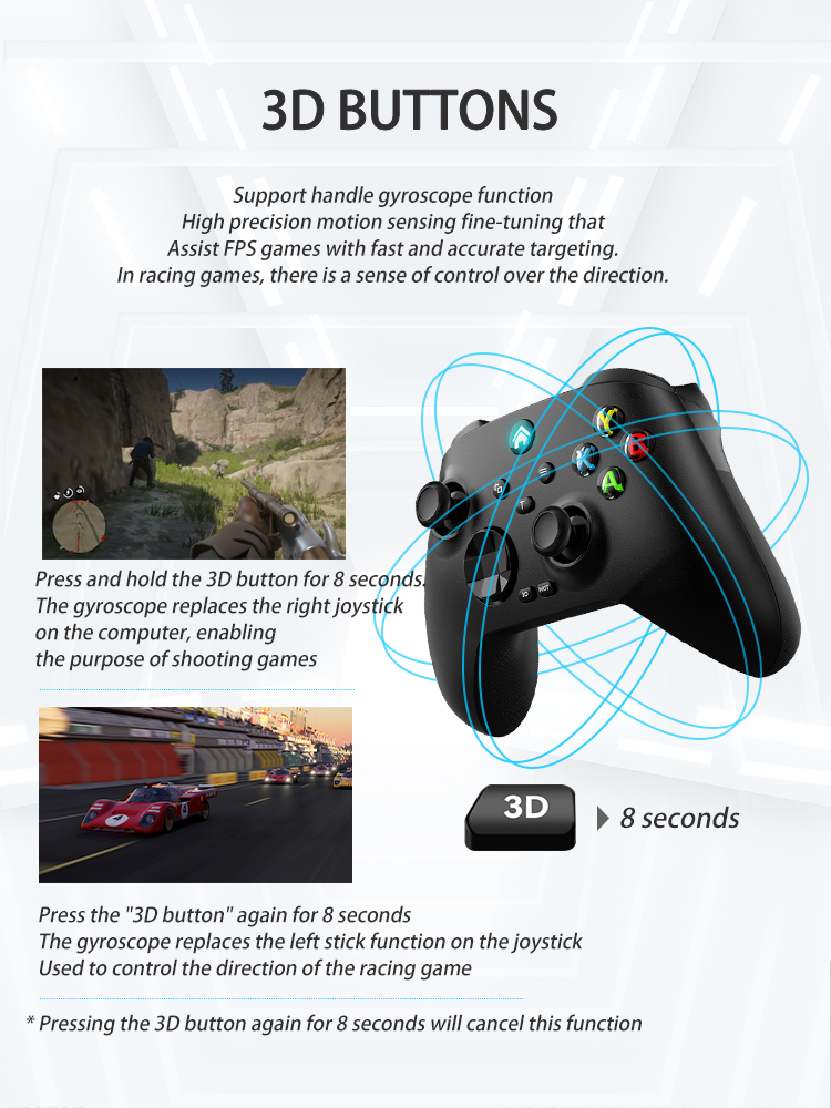Computer Wi Gyroscope Joystick Transmitter 3D Game Controller Wireless BT Game Controller Mechanical PC Hall Touch Suitable for PCndows 7 10 11. 