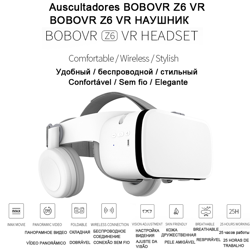 Bobo Bobovr Z6 Casque Helmet 3D VR Glasses Virtual Reality Bluetooth Headset For Smartphone Smart Phone Goggles Viar Binoculars. 
