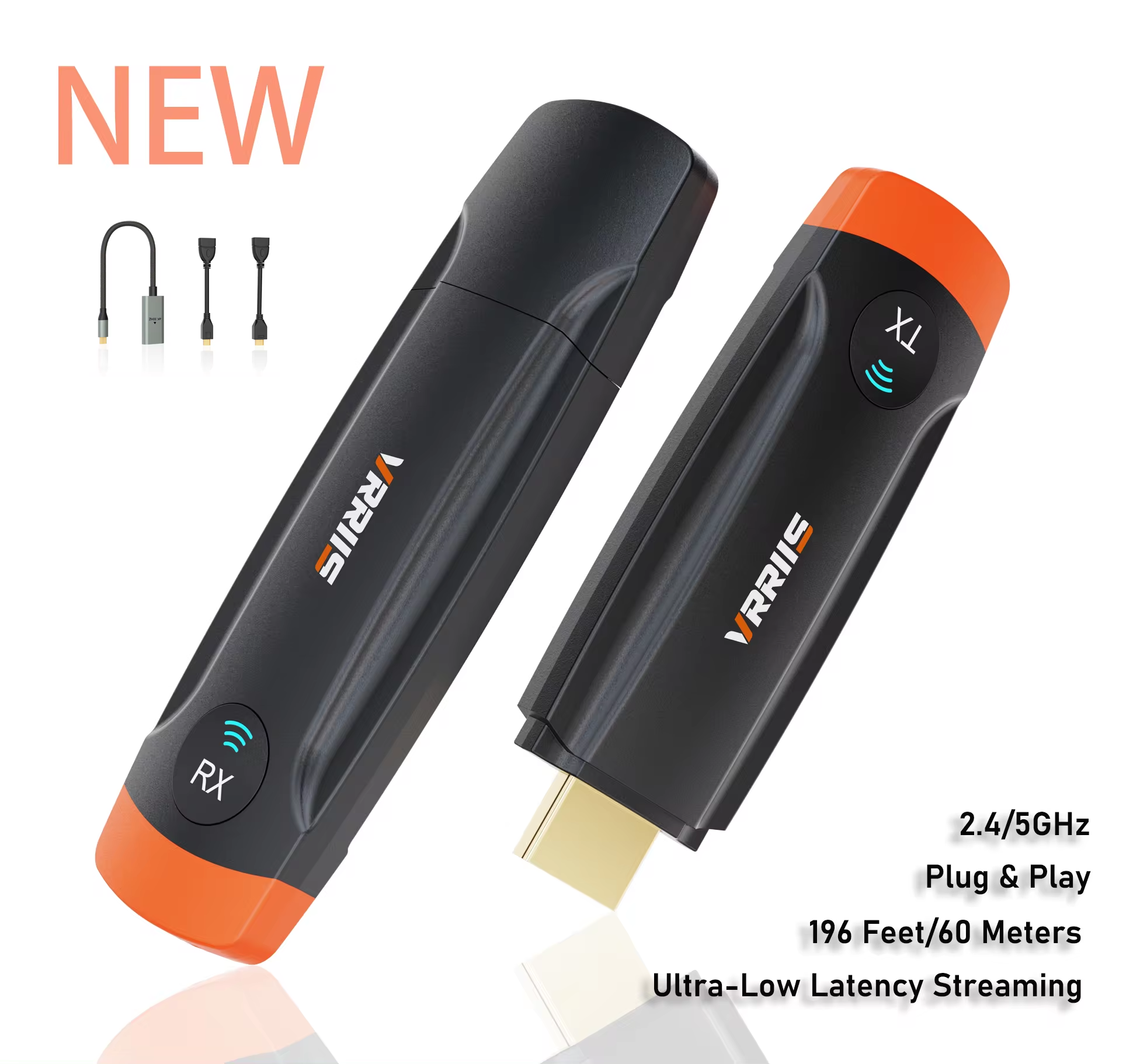 Wireless HDMI Extender Video Transmitter Receiver 2.4/5G with USB Type C Display Adapter for Iphone 15 Laptop PC To TV Projector
