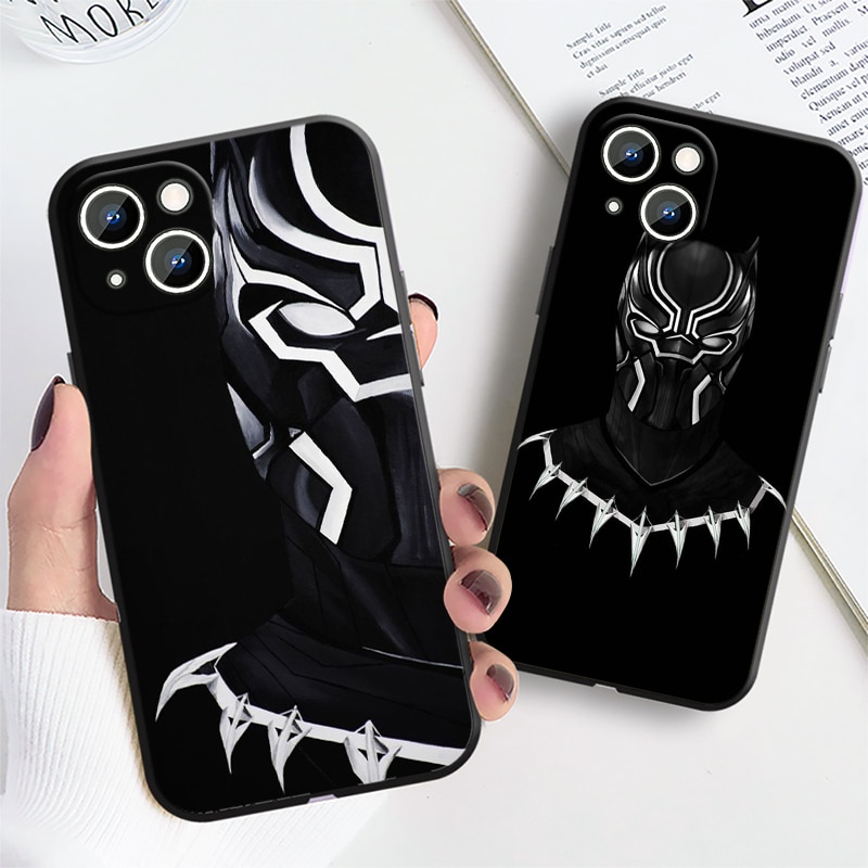 Marvel Black Panther Phone Case For Apple iPhone 14 13 12 11 Pro Max mini XS XR X 8 7 6S 6 Plus Black Soft Funda Back Cover. 