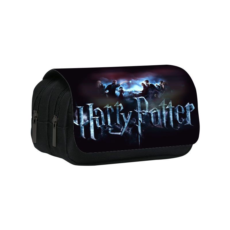 Harry Potter Pencil Case Double-Layer Large Capacity Multifunctional Zipper Pencil Case Student Pencil Case Pencil Case Printing Stationery Case. 