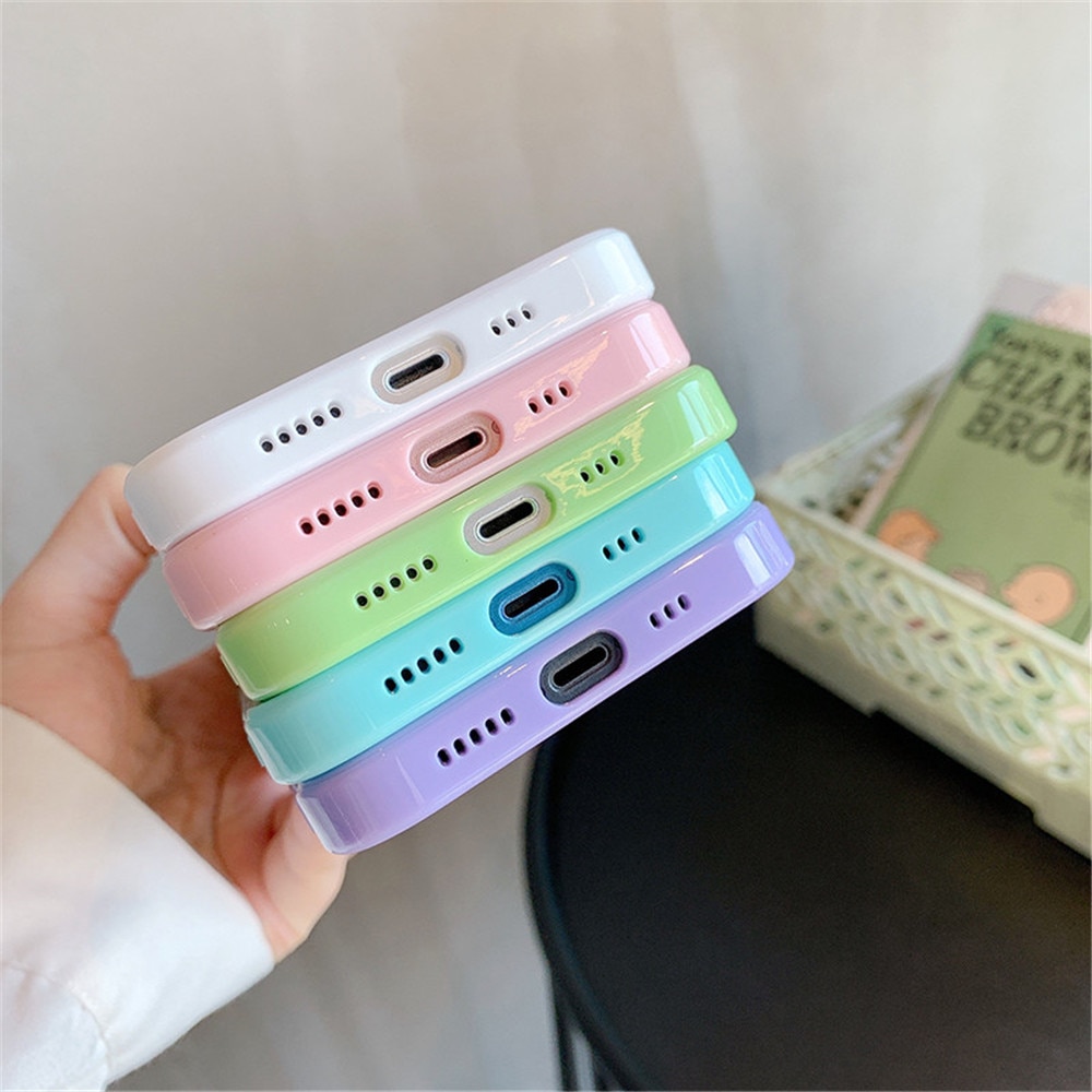 Candy Color Border Shockproof Silicone Phone Case for iPhone 14Pro Max 11 12 13 Clear Transparent Protection Back Cover. 