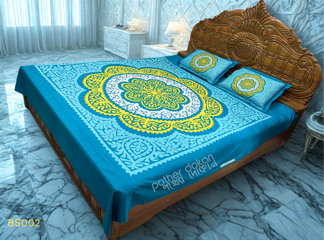 King Size Cotton Bed Sheet Set (7.5 x 8.5 Feet) with Two Pillow Covers –Home tex panel, best Quality beautiful design Multicolor Chador, Soft & Durable