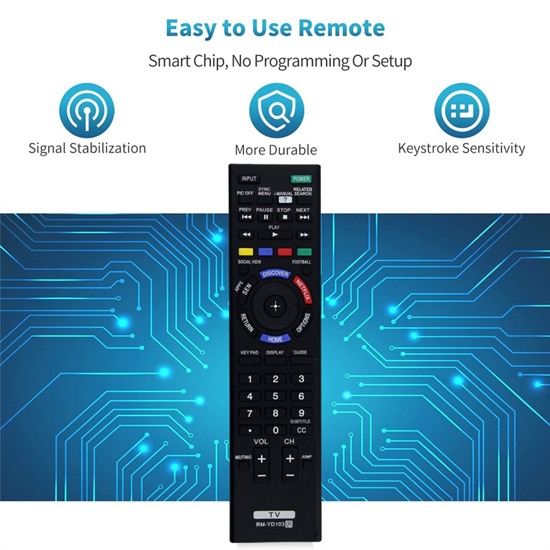 RM-YD103 Black TV Remote Control for Sony KDL-32W700B KDL-40W580B KDL-40W590B KDL-40W600B KDL-42W700B KDL-48W580B KDL-48W590B. 