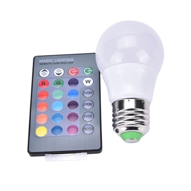 RGB LED Bulb E27 Light 24 Key IR Remote Controller 1W/3W/5W Colorful Magic Holiday  Club Decoration Night Bulbs High wer. 