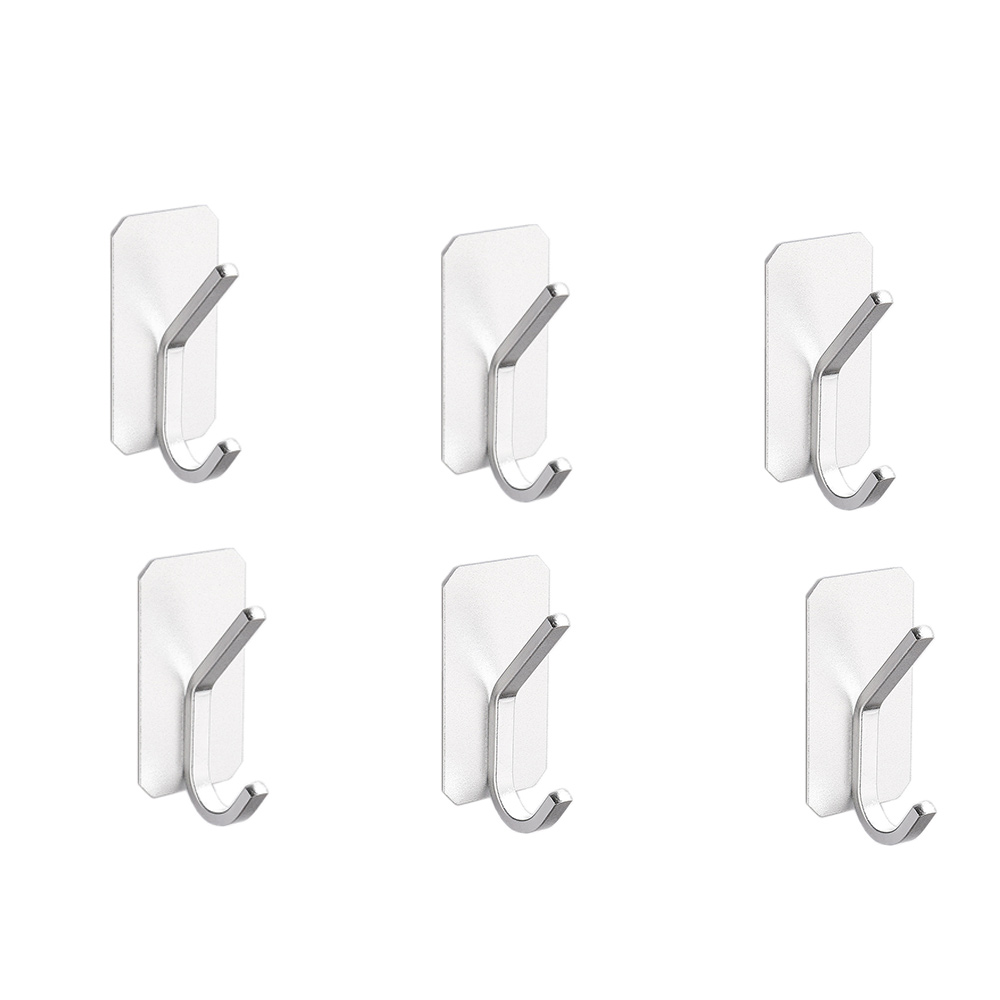 6Pcs Self Adhesive Hooks Heavy Duty Wall Hangers Clothing Hat Towel Hooks for Hanging Bedroom Bathroom Kitchen