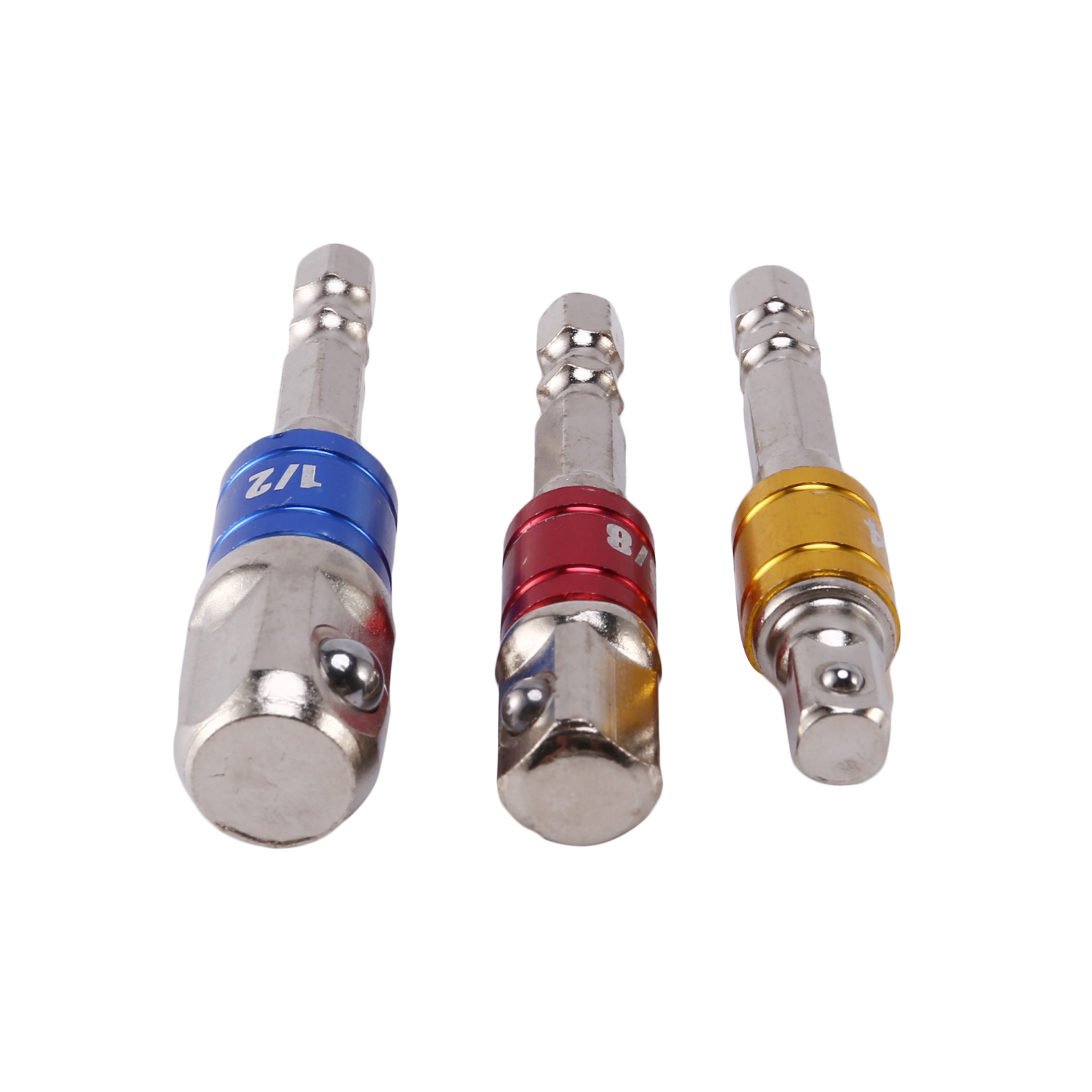 3PCS Socket Adapter Impact Set Hex Shank to 1/4 3/8 1/2 inch Colorful Extension Converter Impact Drill Bits Driver Hand Tools Turns Drill Into High Speed Nut Driver. 