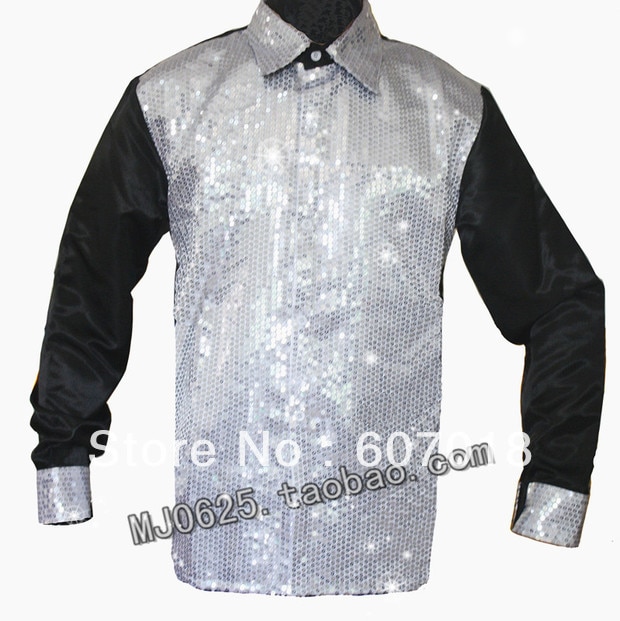 MJ Michael Jackson 's Billie Jean Sequin Tuxedo Shirt in 1980's For Performance Party Show Handmade