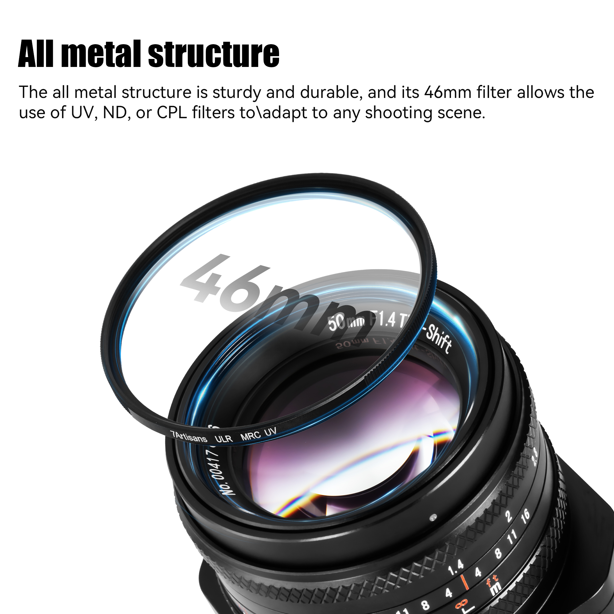 7artisans 50mm F1.4 Tilt-Shift Manuel Lens Sony E Alpha 6400 ZVE10 A7S A7R FUJIFX E-M1 Mark II/E-M10 Mark IV Micro 4/3 E-PL1 E-M10 GH1/GH2 /GH3/GH4 için 2'si 1 arada Büyük Diyafram APS-C Lens. 