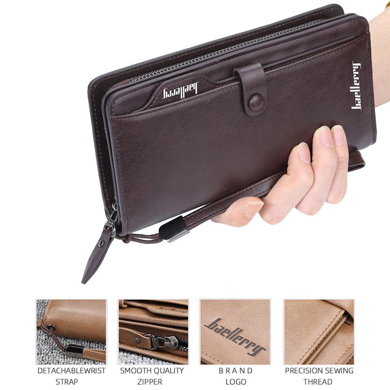 【beauty code store】(New)[2024] baellerry luxury brand wallets time wallet men leather zipper men Business wallet man purse men bag. 