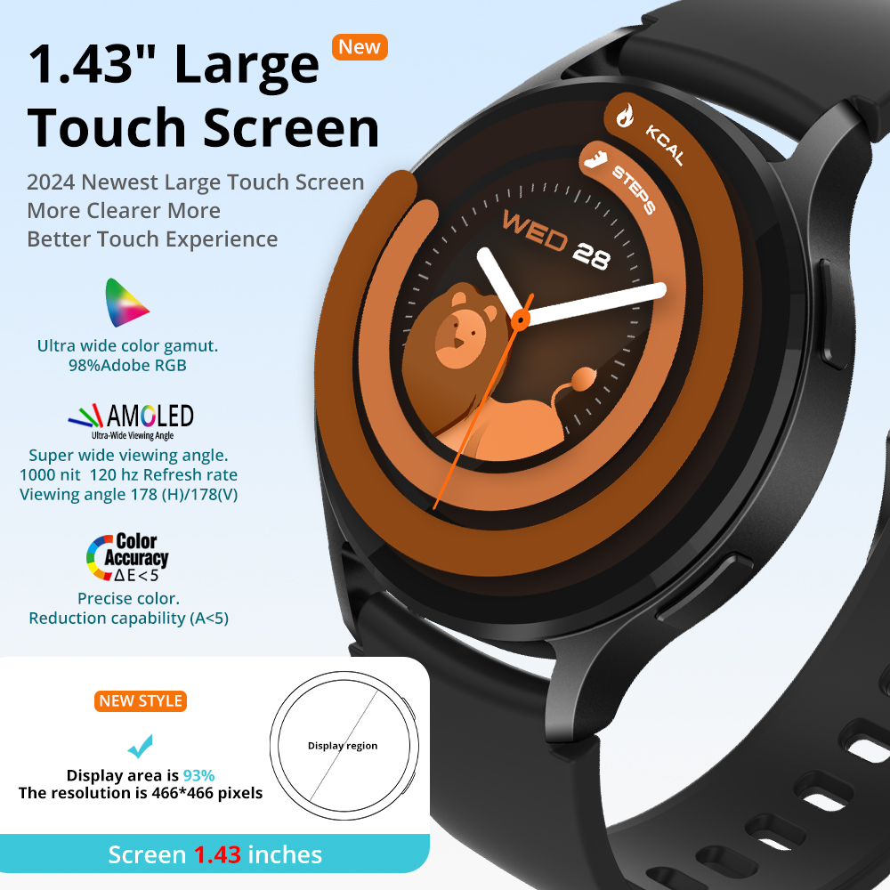 COLMI i28 Ultra Super Amoled 1.43″ AOD Display  Smartwatch with Ai GPT IP68 Waterproof Prayer Times Man Woman Smart Watch. 
