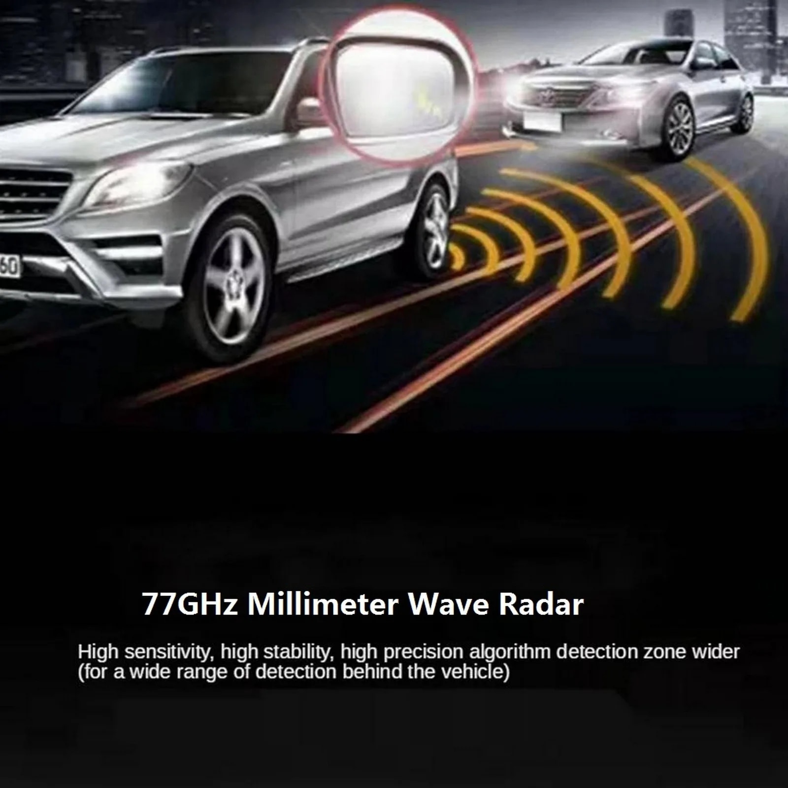 BSD Blind Spot Detection System 77Ghz Millimeter Wave Radar Horizontal 164ft Vertical 14.43ft Change Lane Aided Parking. 