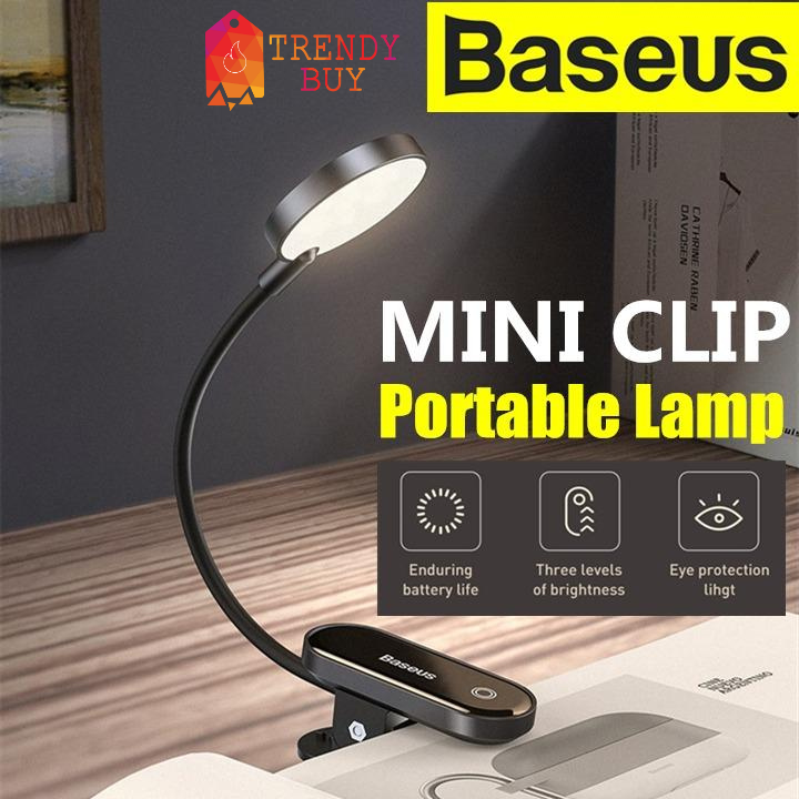 Baseus Mini Clip Lamp Comfort Reading USB Led Light Rechargeable On Desk Lamp Flexible Nightlight Warm Reading Lamp For Travel Bedroom Book. 