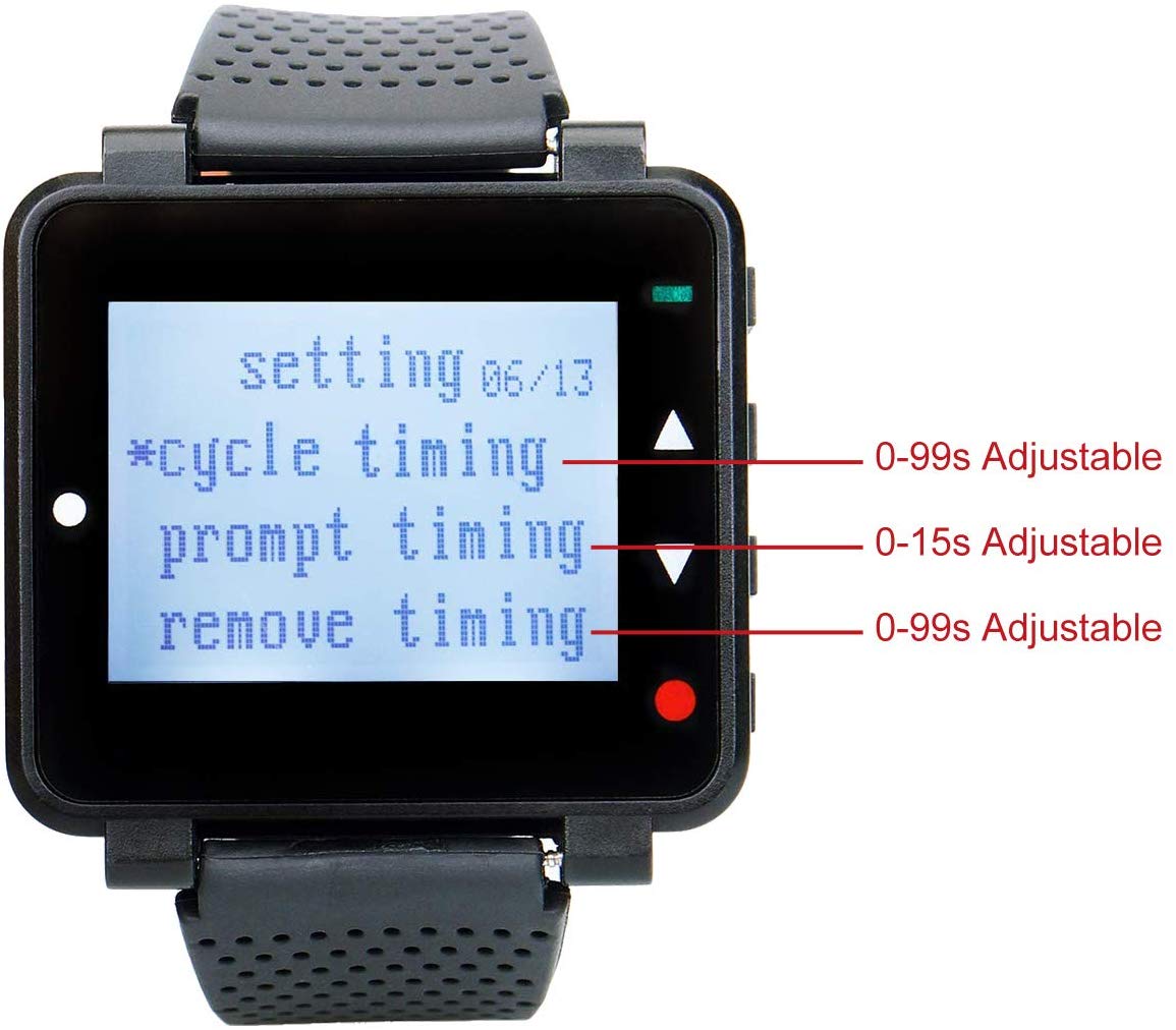 Retekess T128 Wireless Calling System Caregiver Pager 1 Wrist Watch Receiver Rechargeable Watch Pager Call Buttons Caregiver Pager System(Black/White). 