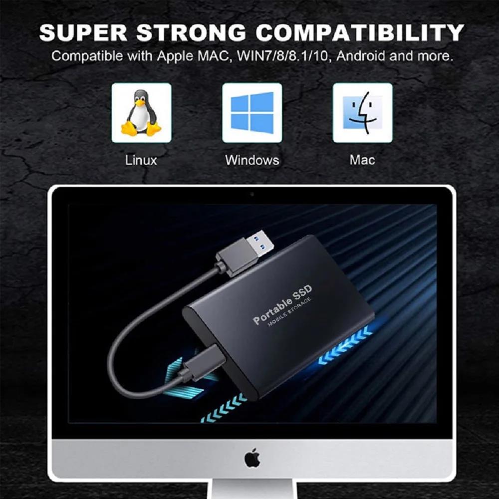Portable SSD 1TB External hard drive High-speed Mobile Solid State Drive 500GB External Storage Decives Hard Disks for PC/ Mac. 