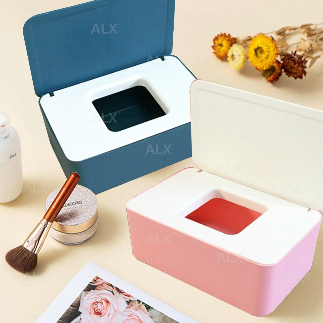 ALX Malaysia Dustproof Mask Storage Box Multifunctional Tissue Storage Case Wet Wipes Dispenser Holder With Lid for Face Cover Kotak Menyimpan Mask 防尘面罩收纳盒. 