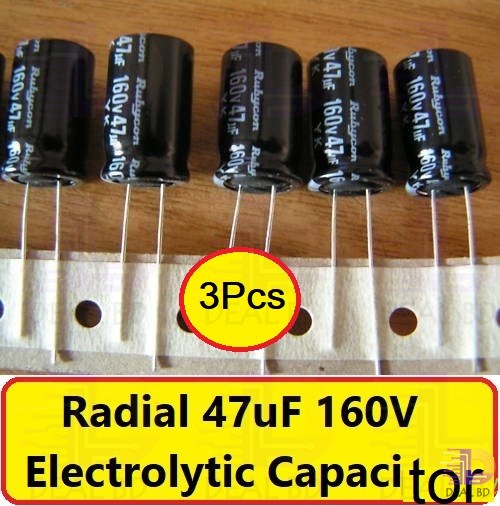 Radial 47uF Electrolytic Capacitor 160V-3Pcs. 