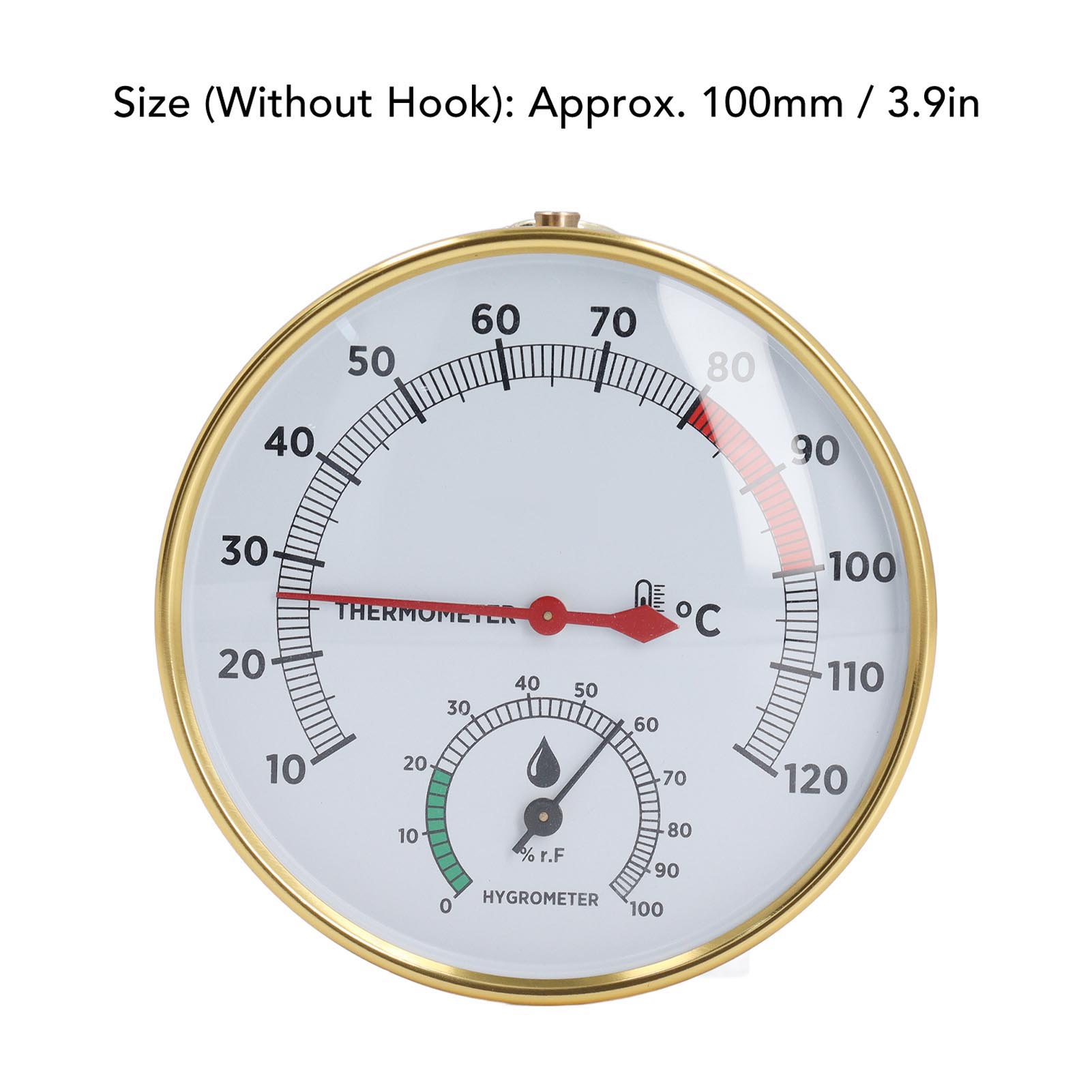 Sauna Thermometer Hygrometer Aluminum Wall Mounted Simultaneous Display 10 To 120 degrees Celsius Sauna Temperature Gauge 2 in 1 for Spa Room. 
