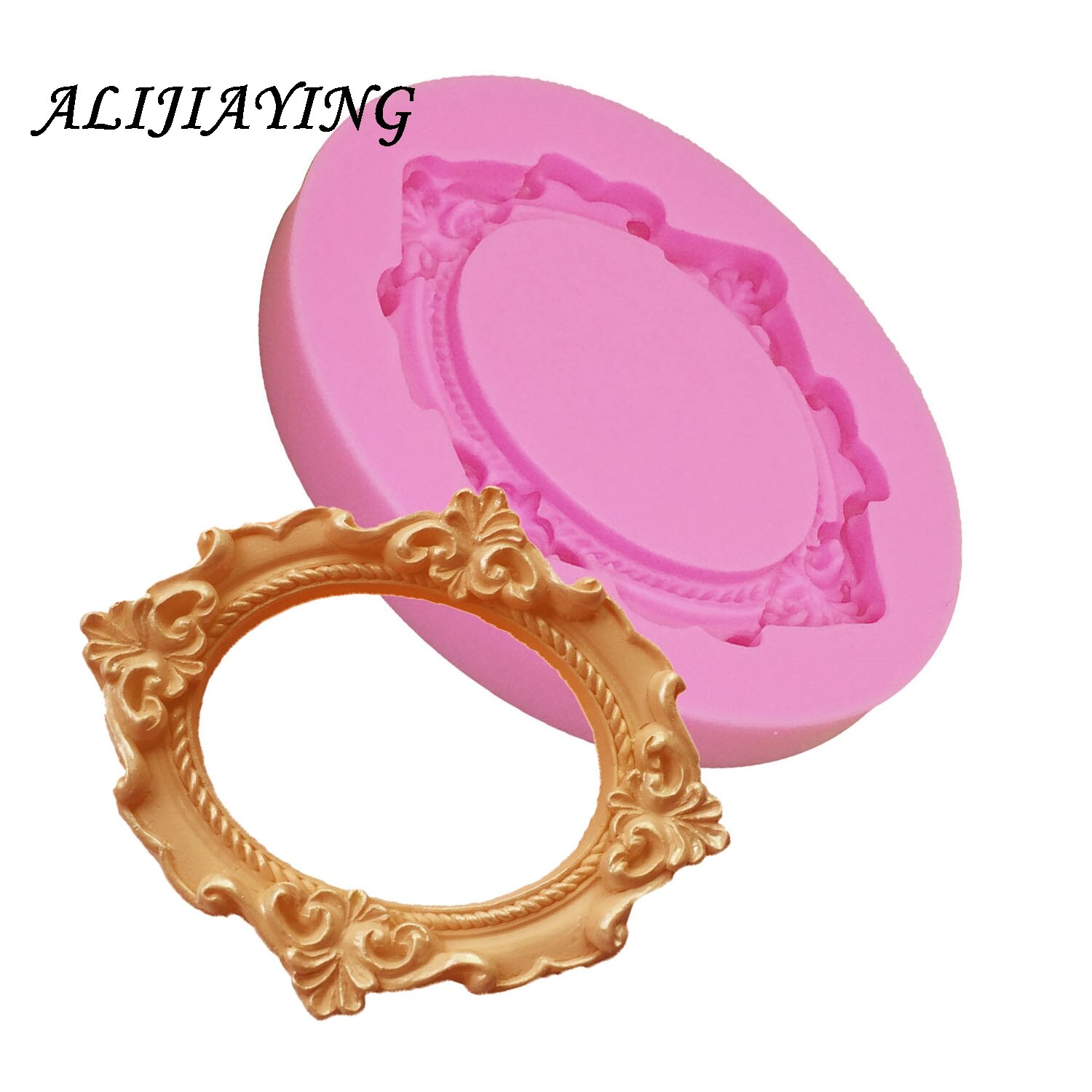 【happy one】1Pcs Silicone Mold Flower Ring Frame Mirror Fondant Cake Decorating Tools Silicone   Cake Mold polymer clay molds D1078. 