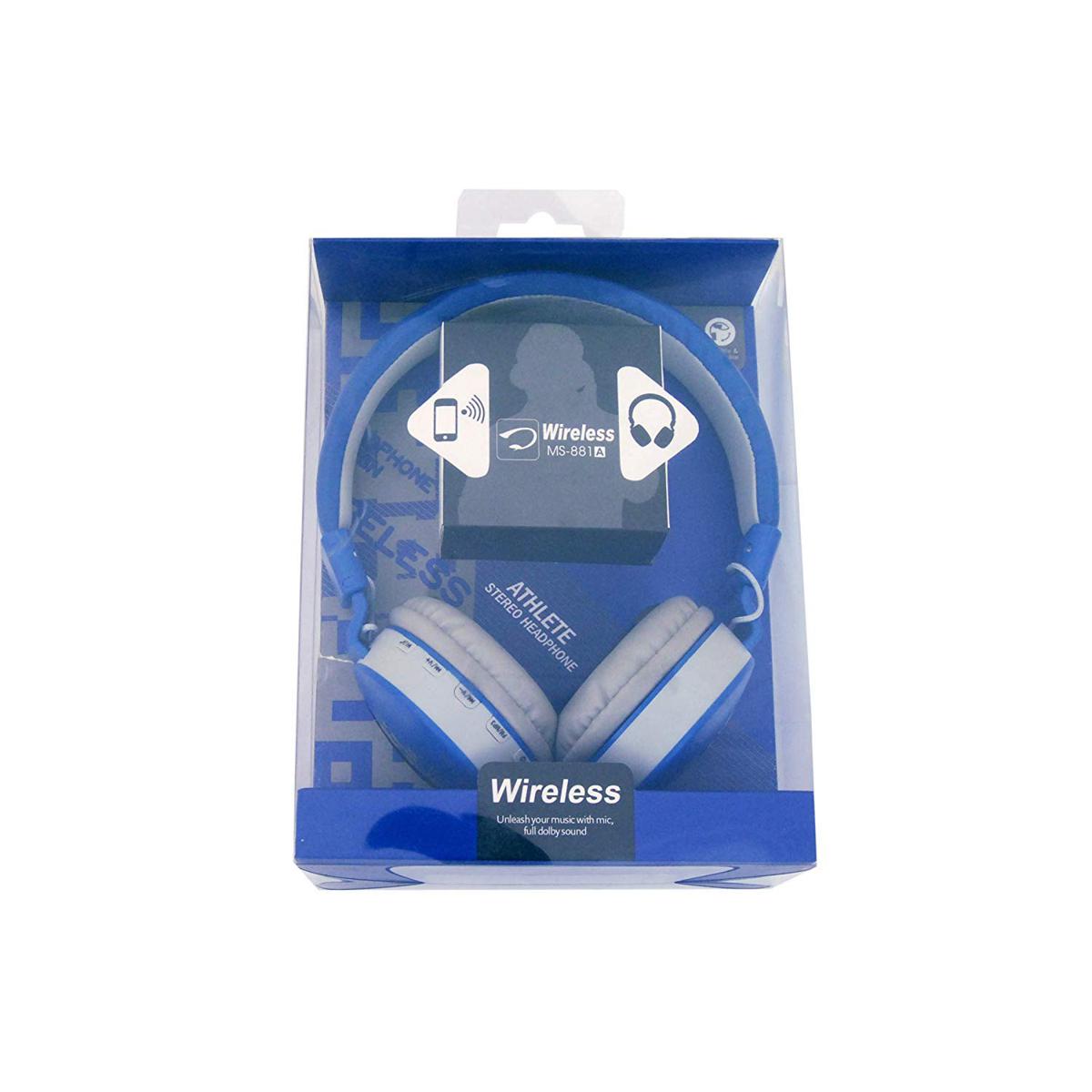 881 A Wireless Bluetooth Headphone with Fm and Sd Card Slot (Blue)