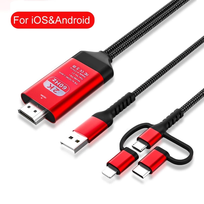 HDMI Cable Adapter USB C/for ios /Micro USB To HDMI-compatible HD TV Projector Audio Video Adapter Converter For iPhone Samsung. 