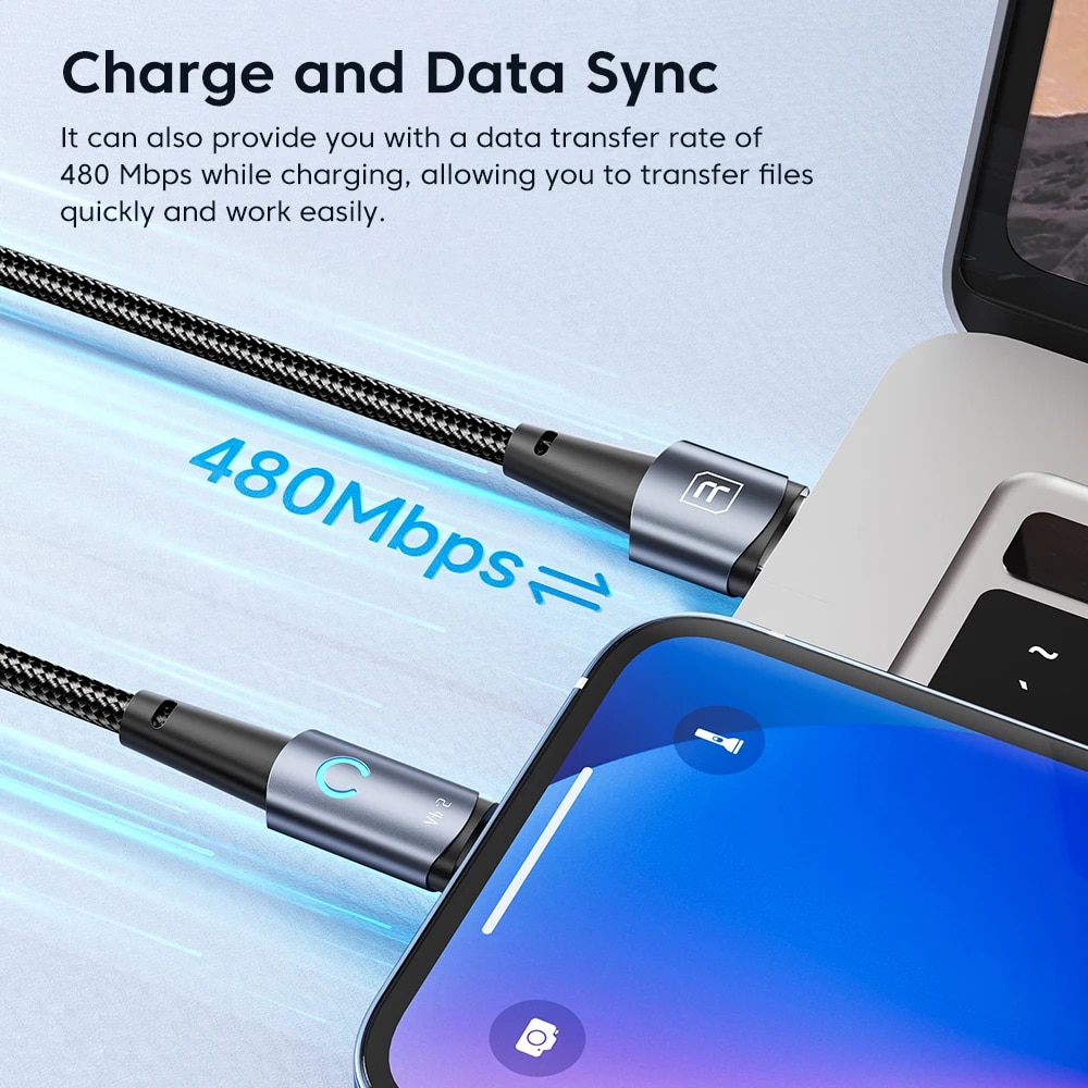 Toocki USB Lightning Cable For iPhone 13 12 11 Pro Max Mini Xs Xr 8 7 Plus 6S Fast Charging Cord For iPhone Charger Wire Data 3M. 