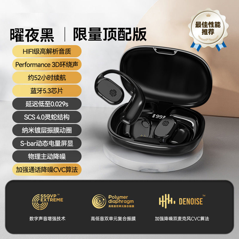 OWS Wireless Hanging Type Non in Ear TWS Bone Conduction Bluetooth Earphones for Sports and Running, Can't Shake Off YYK-Q13