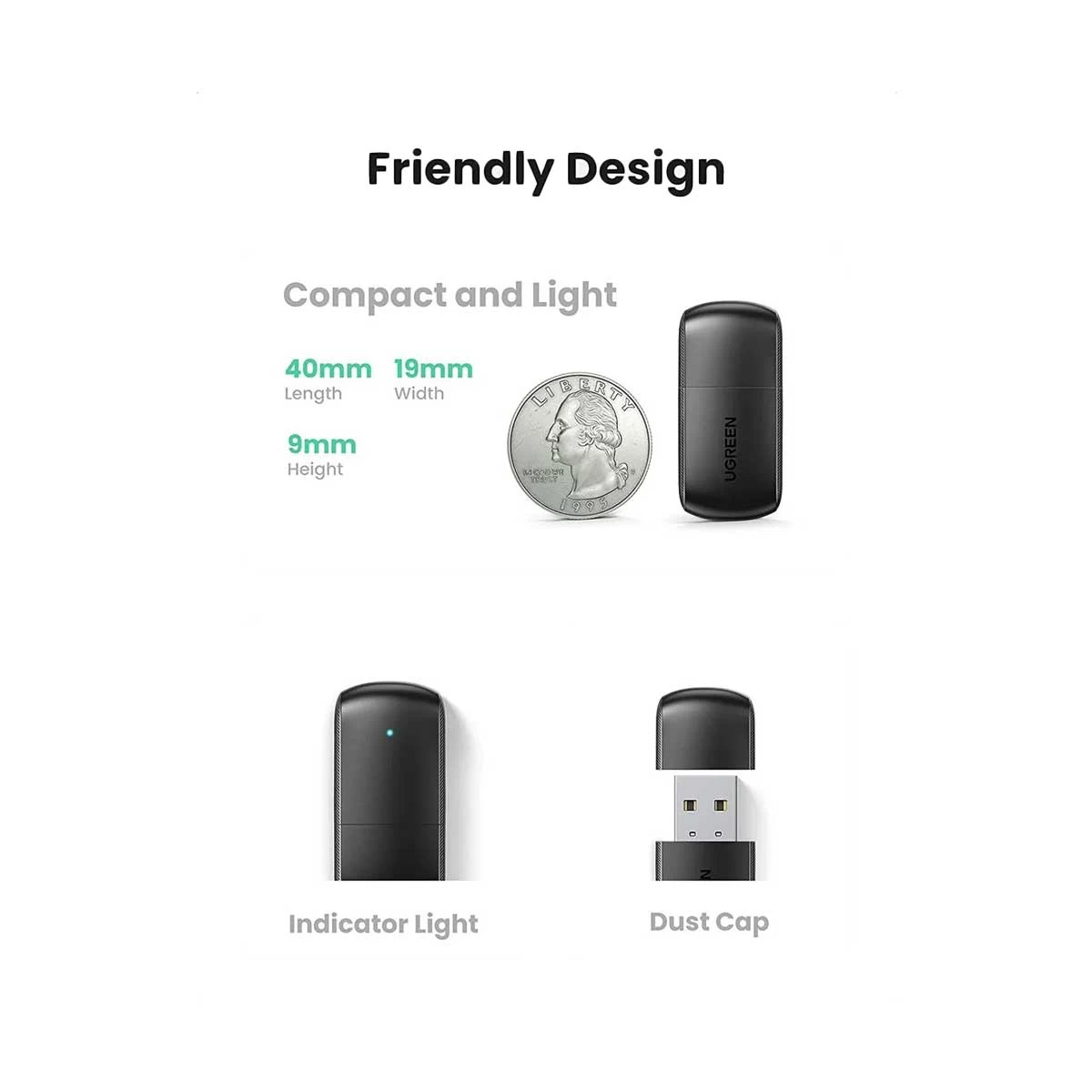 U GREEN Wifi Adapter 650Mbps 5Ghz and 2.4GHz Dual Band USB WiFi Adapter 20204. 