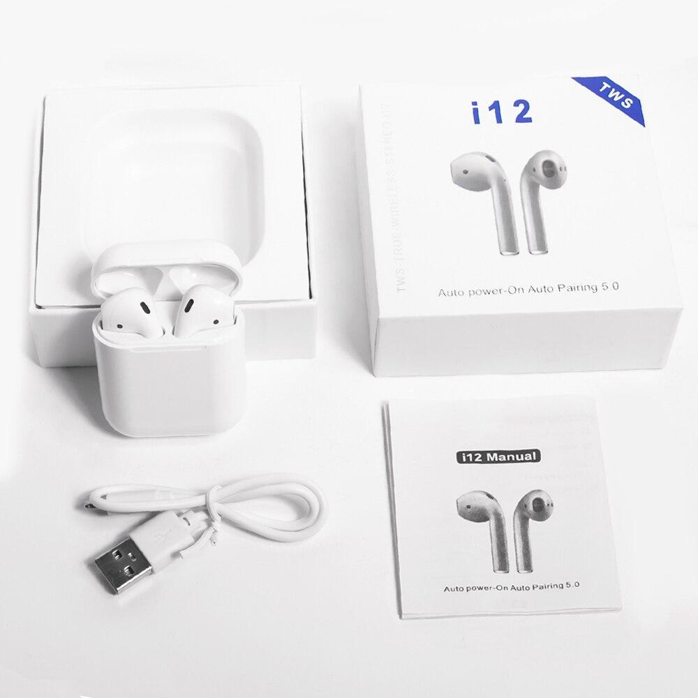 i12 TWS Wireless Headphones Bluetooth 5.0 Earphones Headset Fingerprint Touch Pop-up Window Earbuds With Mic For iPhone Android.. 