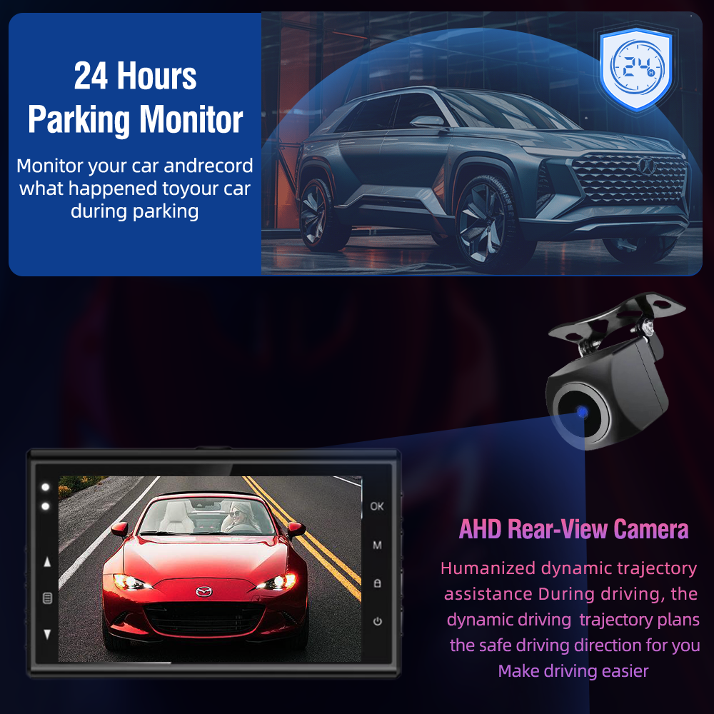 Aprilboy 4K Dash Cam Car DVR with Rear Cam G-Sensor Support WIFI App Control 24H Parking Monitor Night Vision Black Box Dash Cam. 