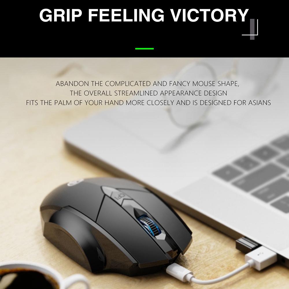 Inphic PM6 6 Keys 1000/1200/1600 DPI Home Gaming Wireless Mechanical Mouse, Colour: Gray Wireless+Bluetooth 4.0+Bluetooth 5.0. 