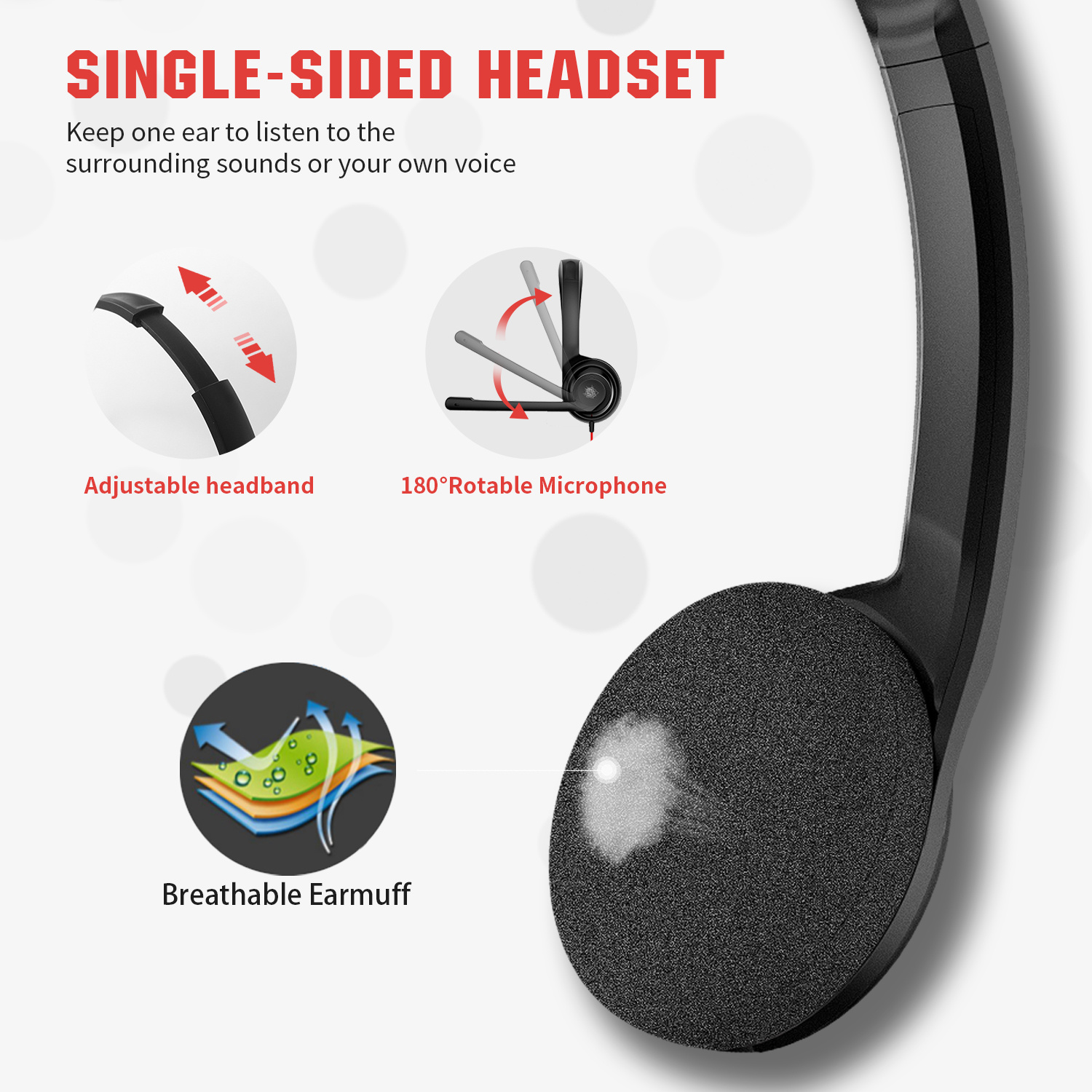 NUBWO HW02 Noise Cancelling Computer Headset With Microphone Black. 