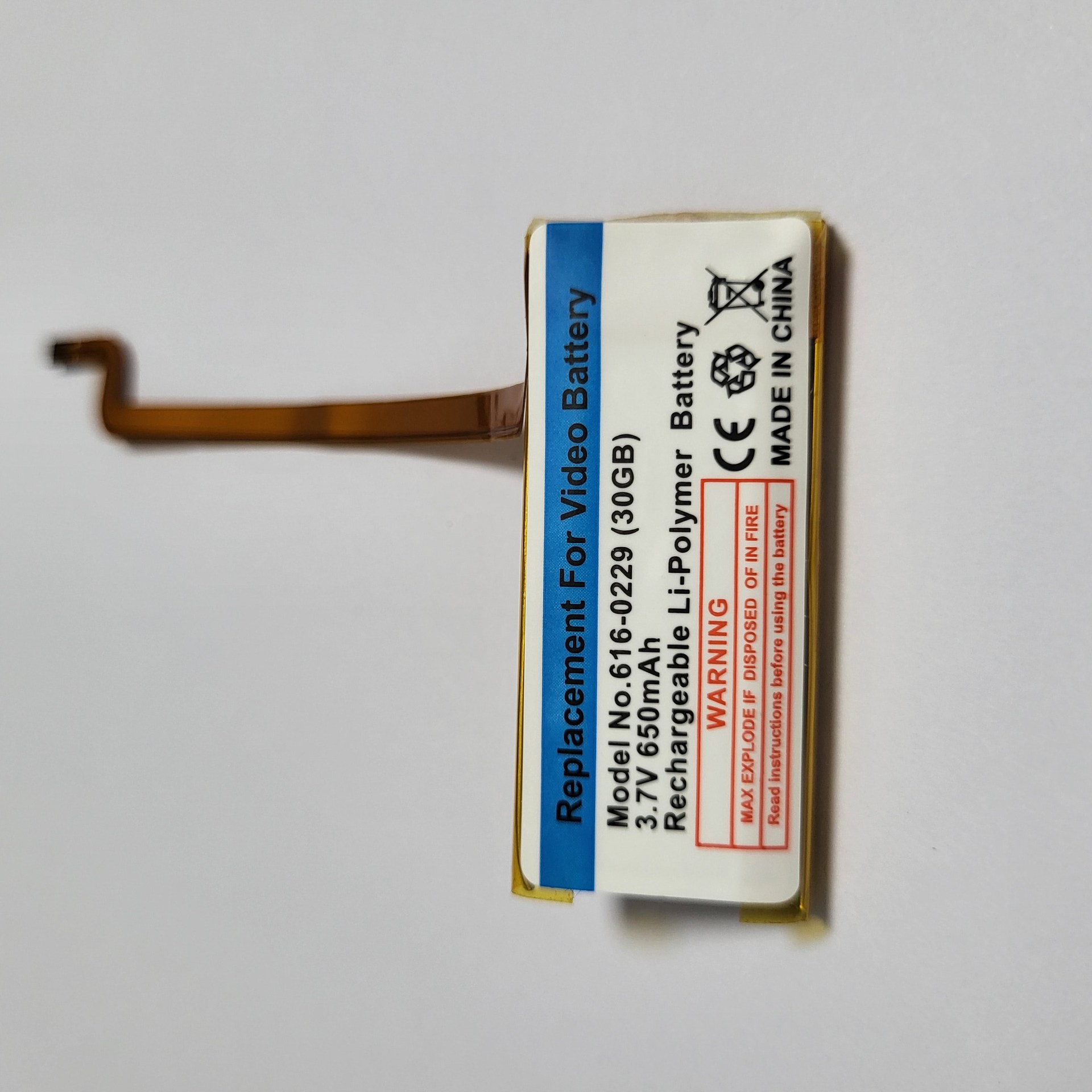 For iPod classic 5th 30GB 616-0229 3.7V650mAh Apple MP4 with built-in lithium battery. 