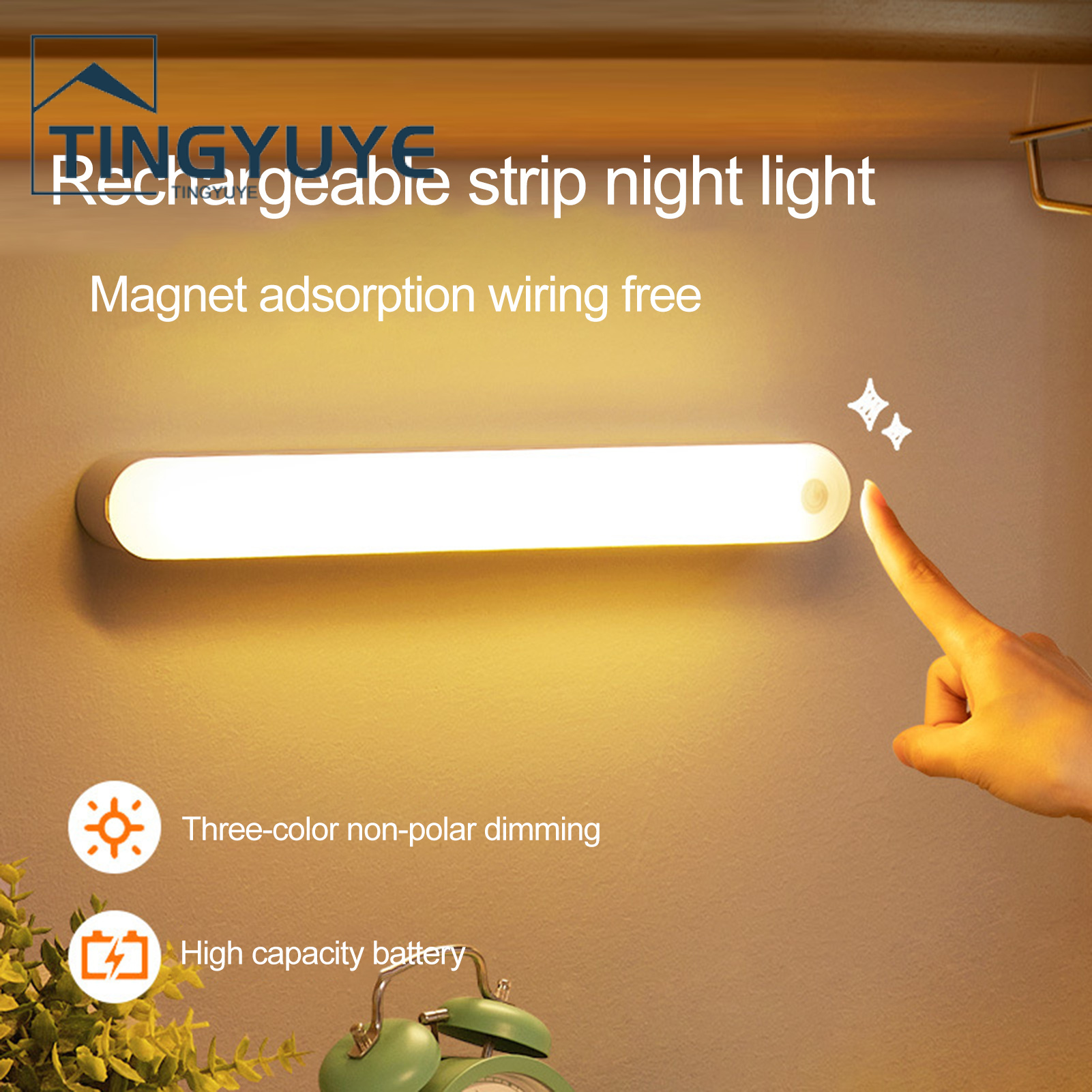 LED Night Light Flickr Free No Wiring No Wiring Automatic on/off -Recharge Wide Sensing Angle Eye Protection Closet Wireless LED LED Induction