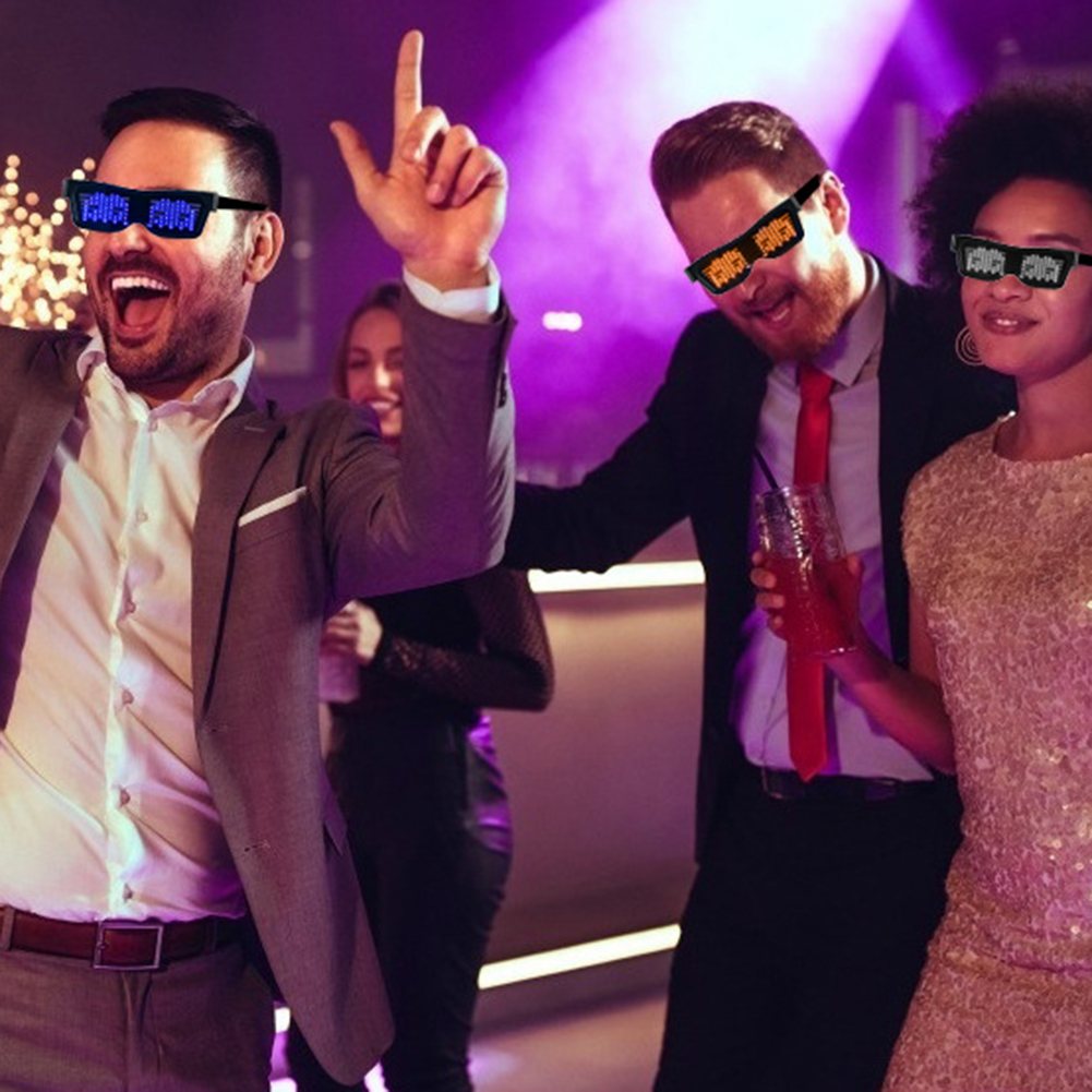 Magic Flash Led Halloween Party Bluetooth Control Application Editable Text DIY USB LED Glasses DJ Sun Glasses Concert Light Toy. 