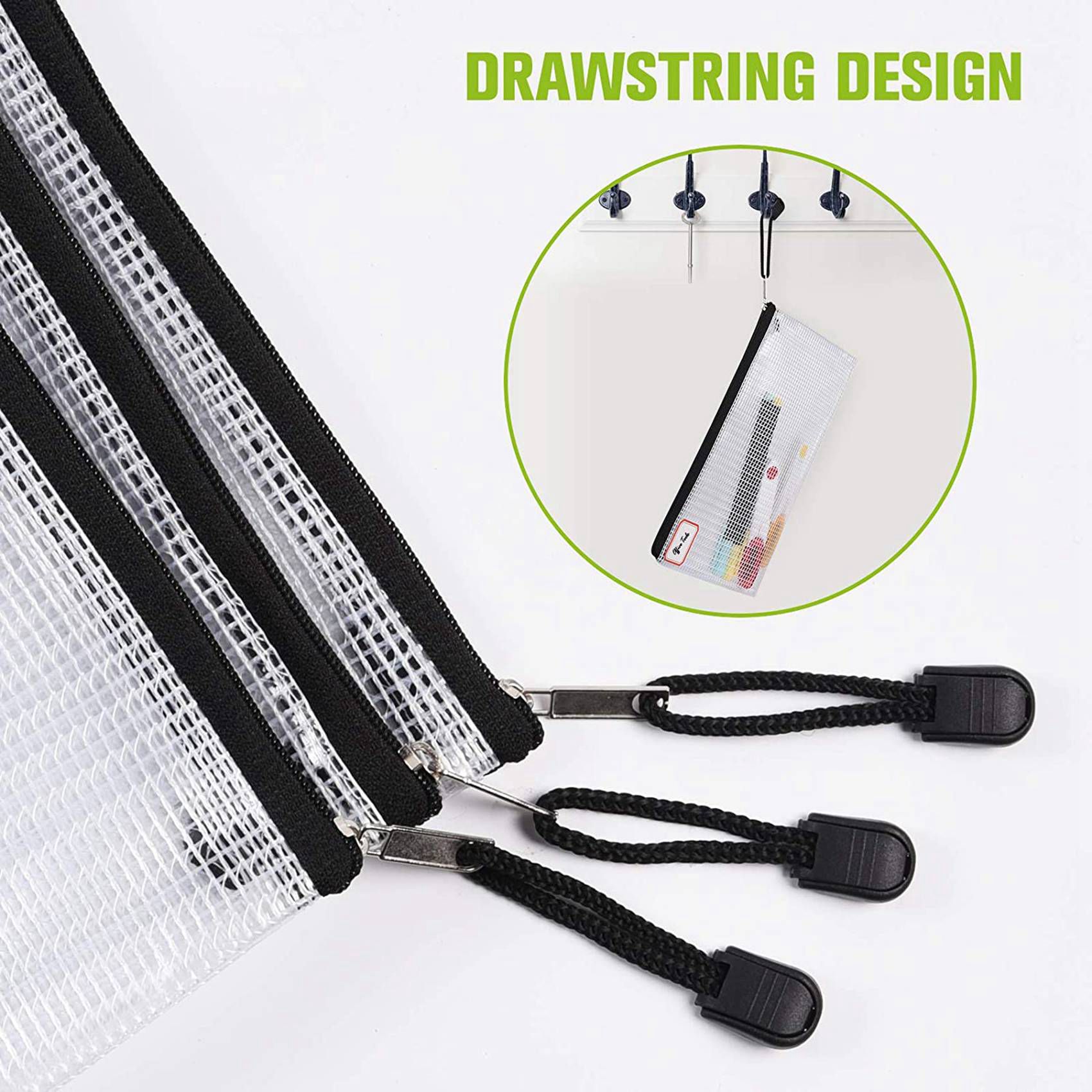 12PCS A3 Folder, Information Zipper Bag Plastic Wallet Mesh File Bag Zipper Bag Zipper Wallet. 