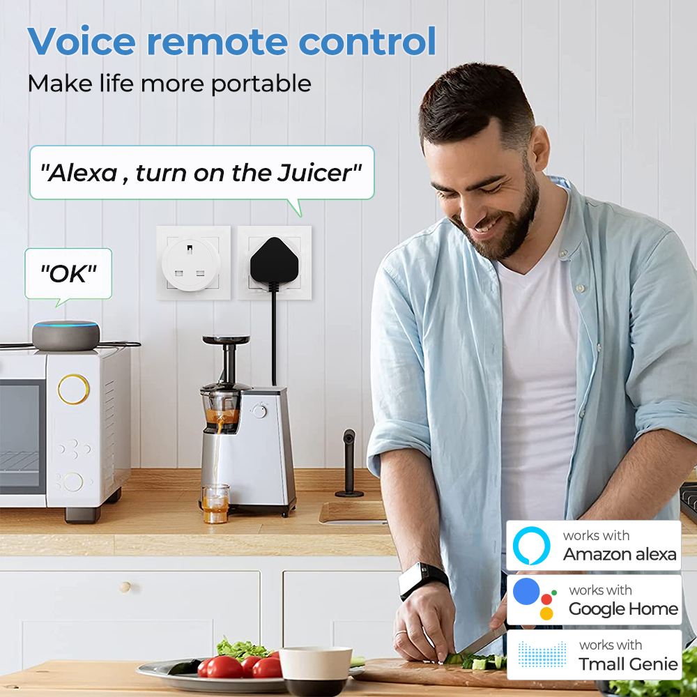 SMATRUL - WiFi Smart Socket - 16/20A - Power Monitor - UK Plug - Wifi+Bluetooth Dual Mode - Tuya/Alexa/Google Home. 