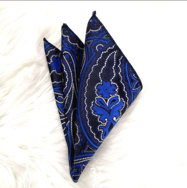 Men's Navy Gold 4 In 1 Silk Pocket Square - Savile Row Company