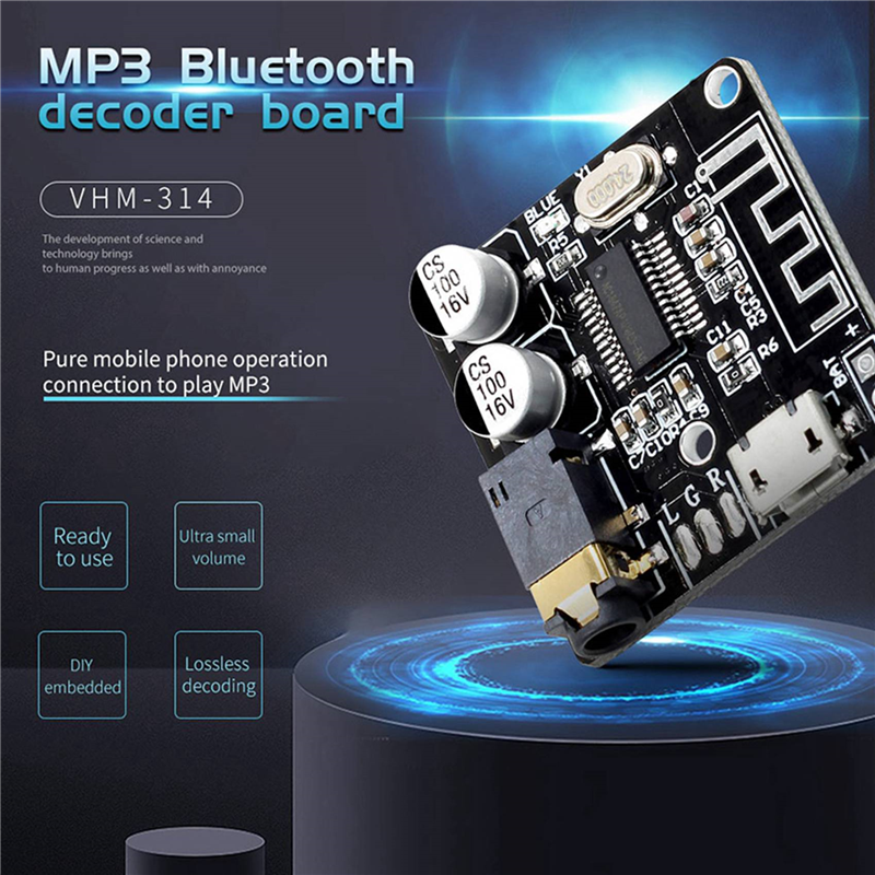 VHM-314 Bluetooth Audio Receiver Board Bluetooth 5.0 MP3 Lossless Decoder Board Wireless Stereo Music Module 30Pcs. 